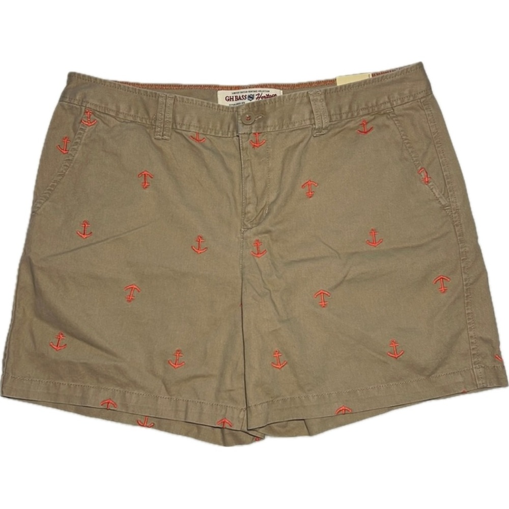 NWT G.H.‎ Bass & Co. Anchor Embroidered Khaki Shorts